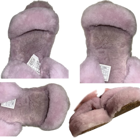 UGG “Oh-Yeah” Baby Pink Sheepskin Platform Wedge Sling Back Slippers Size 10 - Picture 4 of 12